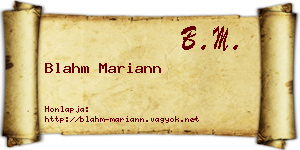 Blahm Mariann névjegykártya